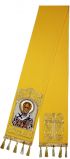 Закладка желтая габардин, вышитая с иконой свт.Николая Чудотворца
