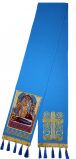 Закладка голубая габардин, вышитая с иконой Б.М. "Успение"