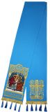 Закладка голубая габардин, вышитая с иконой "Рождество Пр.Богородицы"